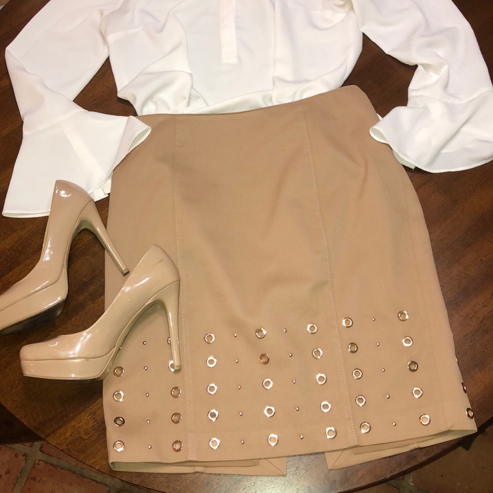 White House Black Market tan skirt